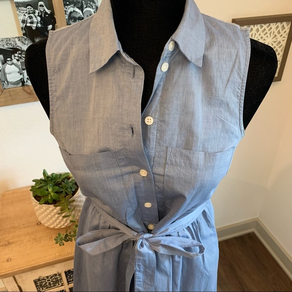Chambray Fit and Flare Button Down Dress - Picture 3 of 5